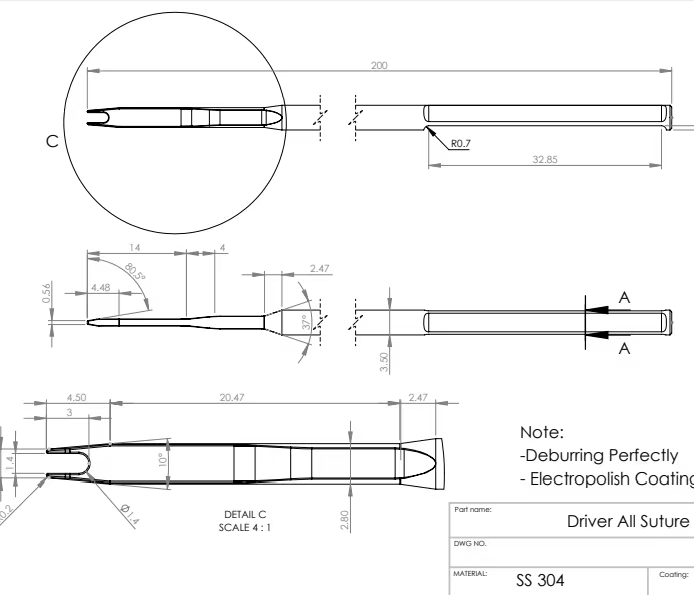 420J2 Stainless steel precision machining, CNC turning and milling, surgical instrument processing and customization, special-shaped customization